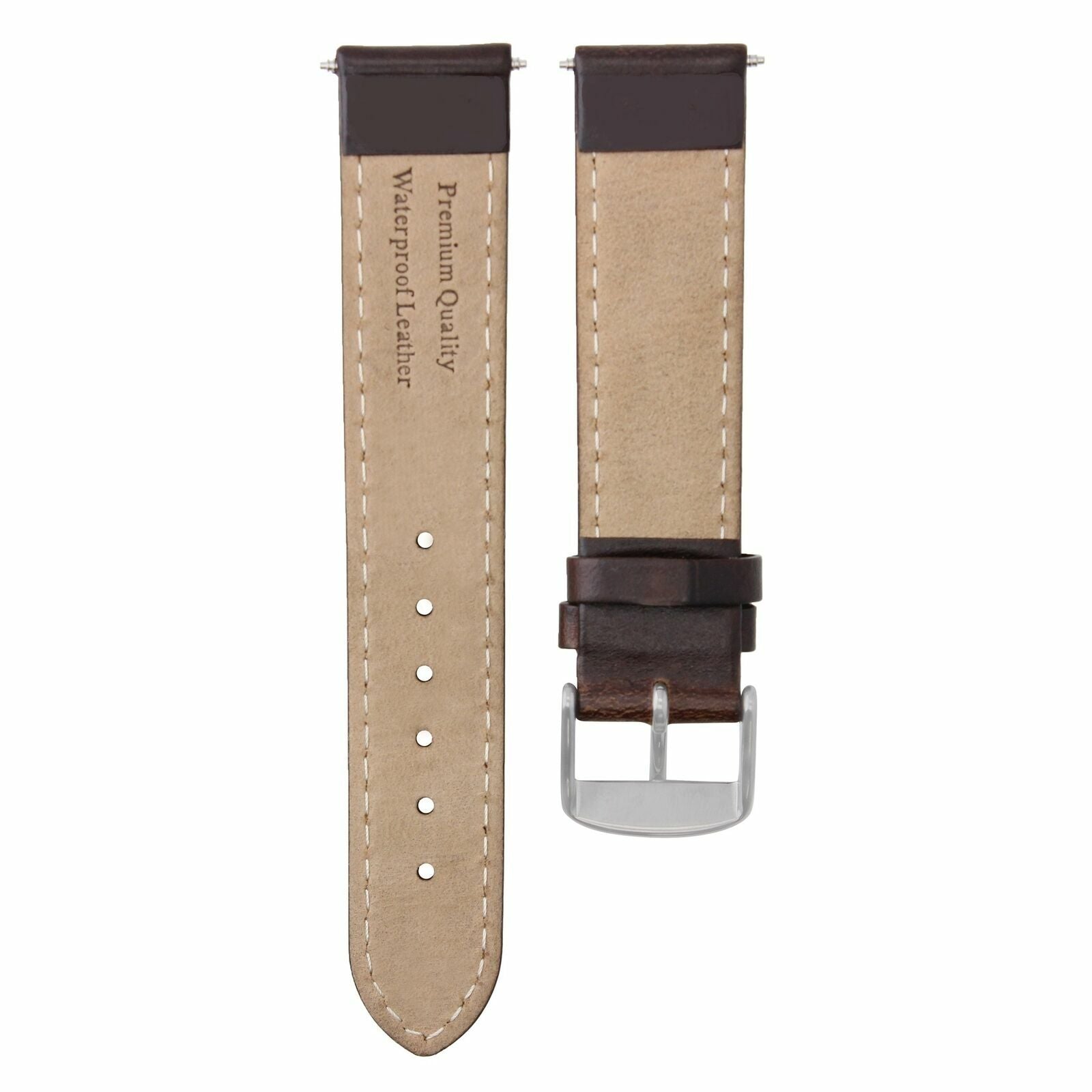 19MM LEATHER STRAP SMOOTH BAND FOR OMEGA SEAMASTER SPEEDMASTER MOON D/BROWN WS