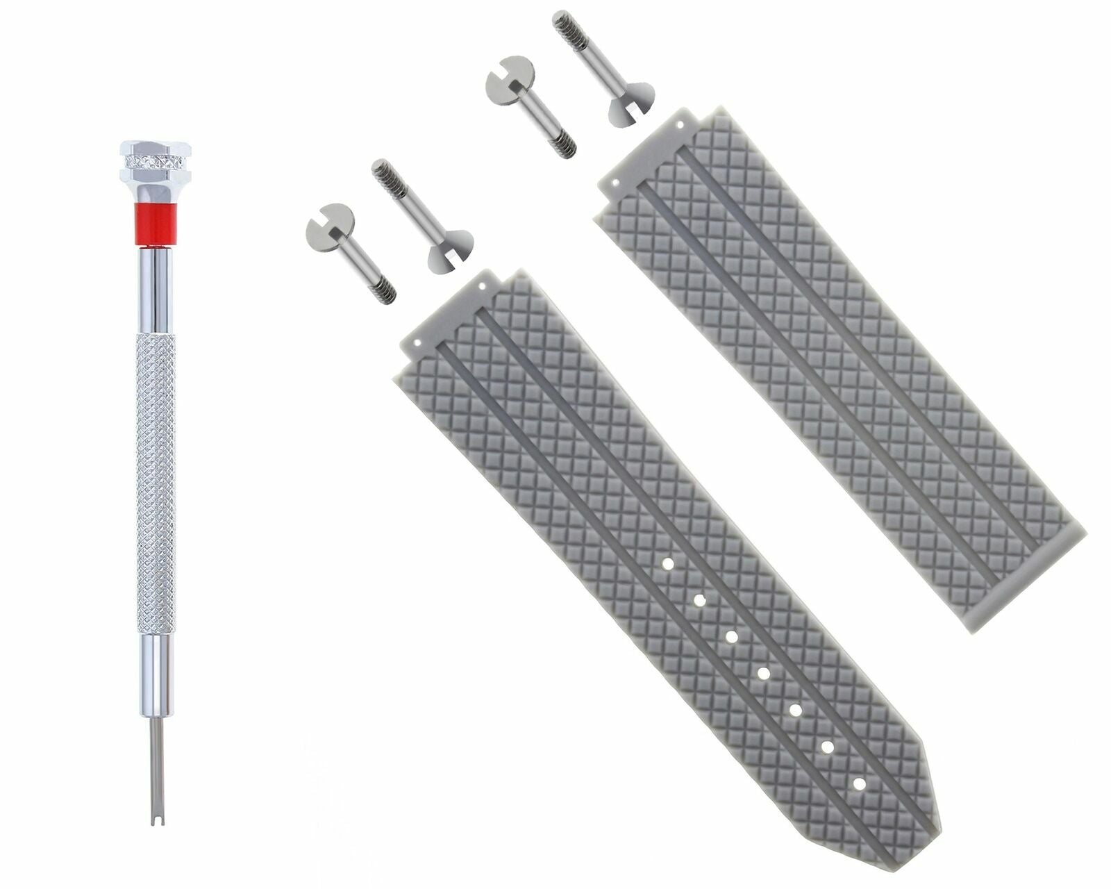 24MM RUBBER BAND STRAP FOR HUBLOT 44-45 H BIG BANG 4 SCREW + SCREW DRIVER GREY