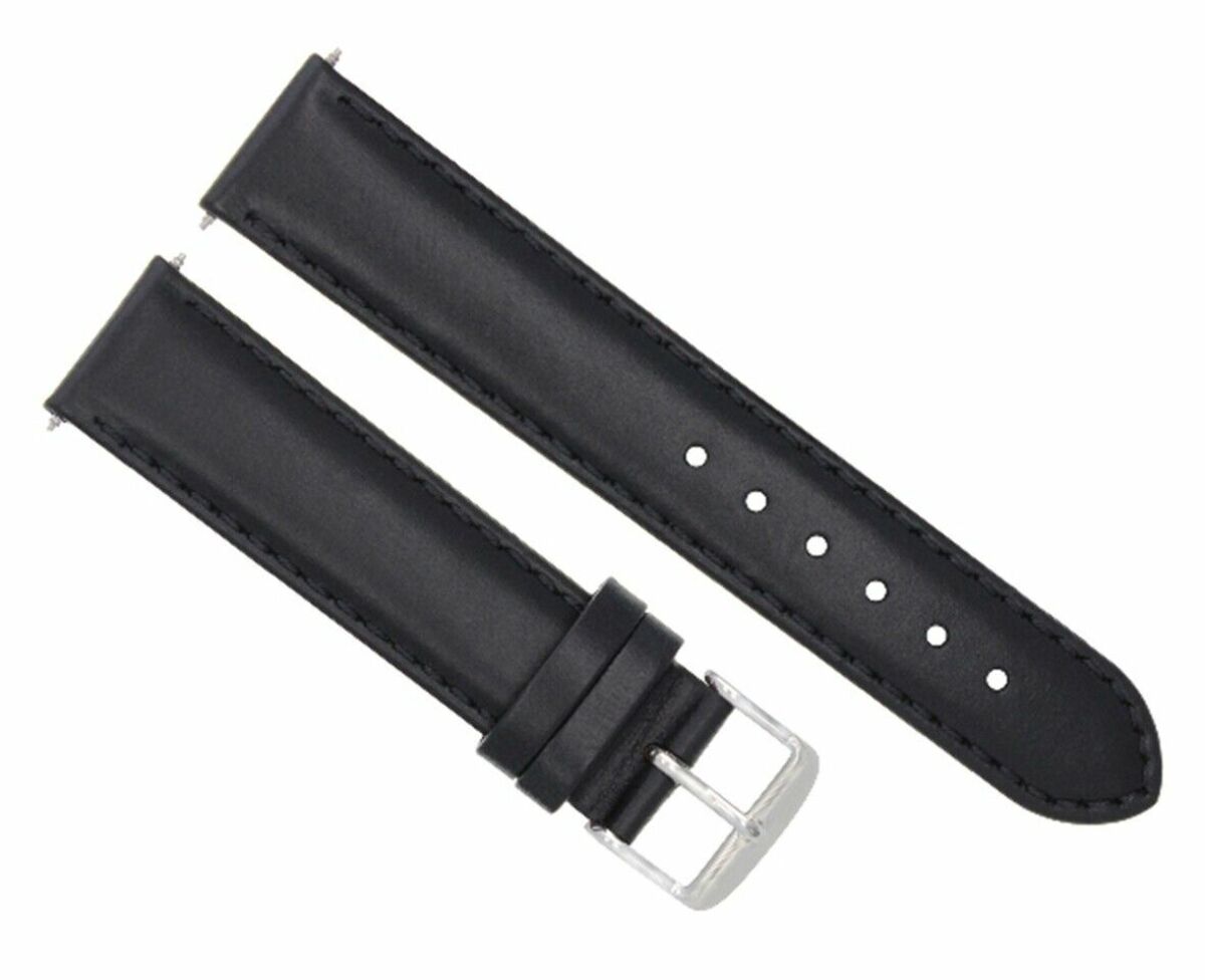 19MM LEATHER WATCH STRAP BAND SMOOTH FOR 34MM ROLEX DATE WATCH BLACK TOP QUALITY