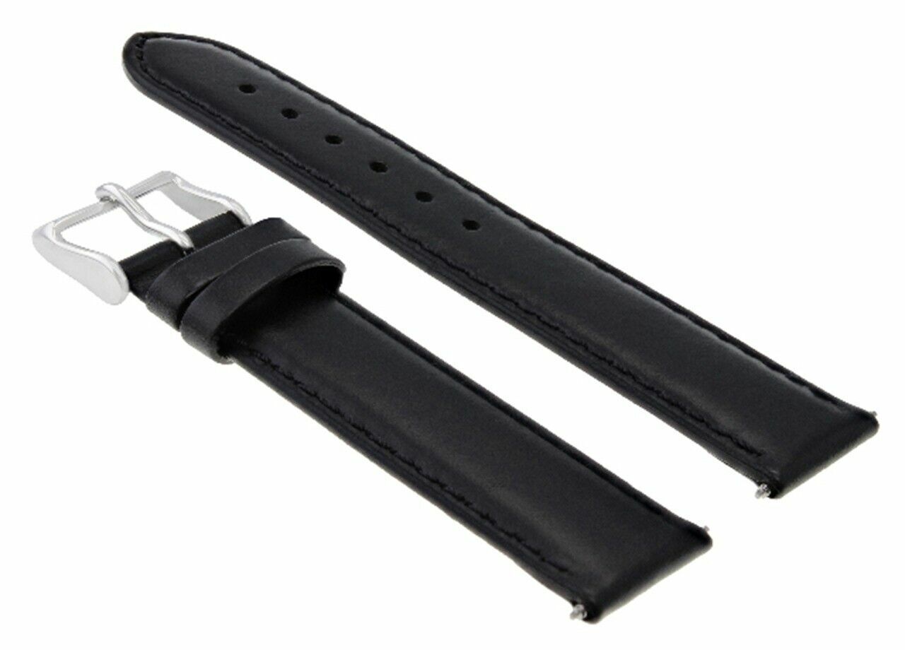 19MM SMOOTH LEATHER WATCH STRAP BAND WATERPROOF FOR ROLEX DATE AIR KING BLACK