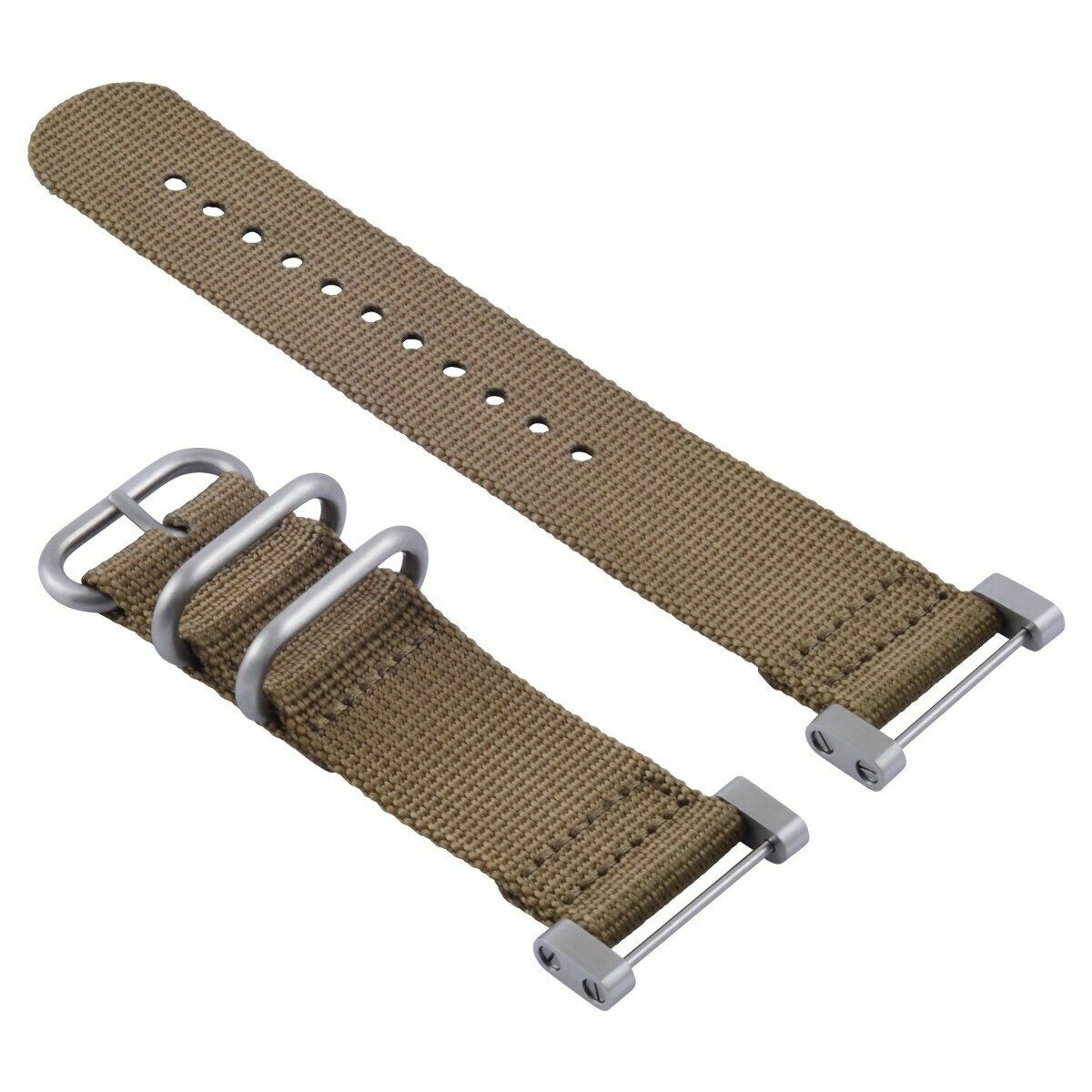 NEW FOR SUUNTO CORE WATCH NYLON DIVER WATCH BAND LUGS ADAPTER SET SAND 3 STEEL RINGS