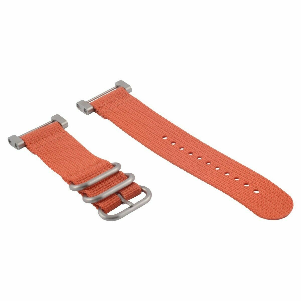NEW FOR SUUNTO CORE NYLON DIVER WATCH BAND LUGS ADAPTER SET ORANGE 3 STEEL RINGS