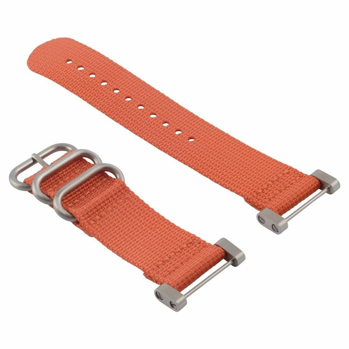 NEW FOR SUUNTO CORE NYLON DIVER WATCH BAND LUGS ADAPTER SET ORANGE 3 STEEL RINGS