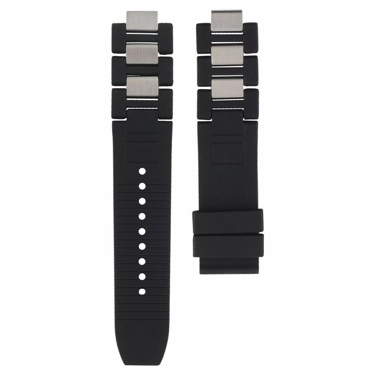 20MM SILICONE RUBBER STEEL BAND STRAP CLASP FOR FIT CARTIER 21 CHRONOSCAPH BLACK