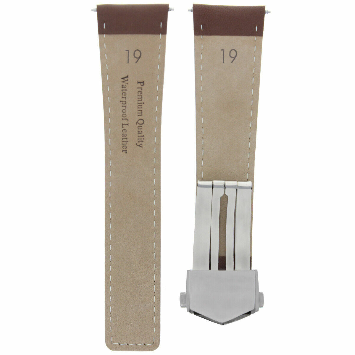 19MM LEATHER WATCH STRAP BAND FOR TAG HEUER CARRERA TWIN TIME 7 + CLASP L/BROWN