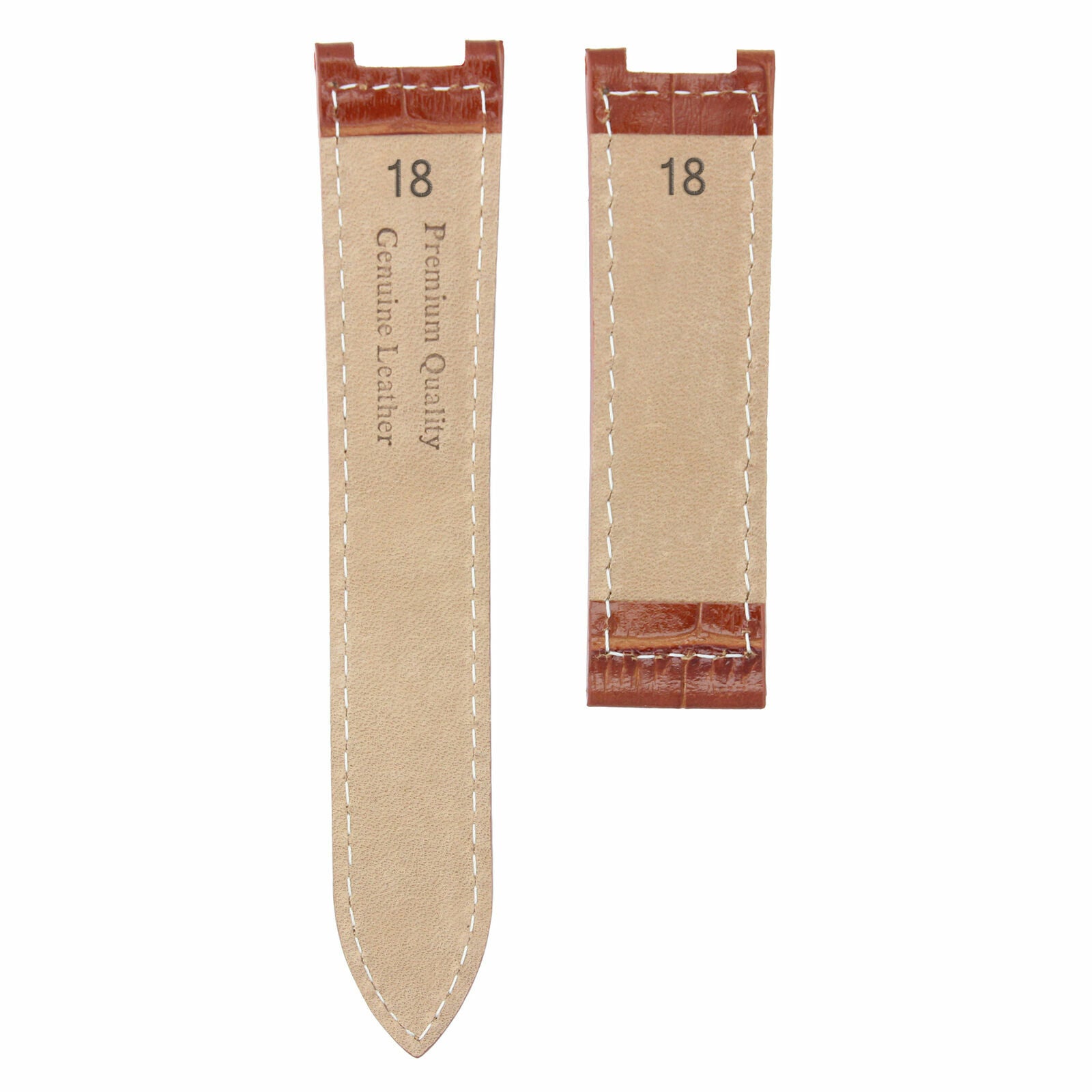 LEATHER WATCH STRAP BAND DEPLOYMENT CLASP FOR 35MM CARTIER PASHA WATCH 18MM TAN