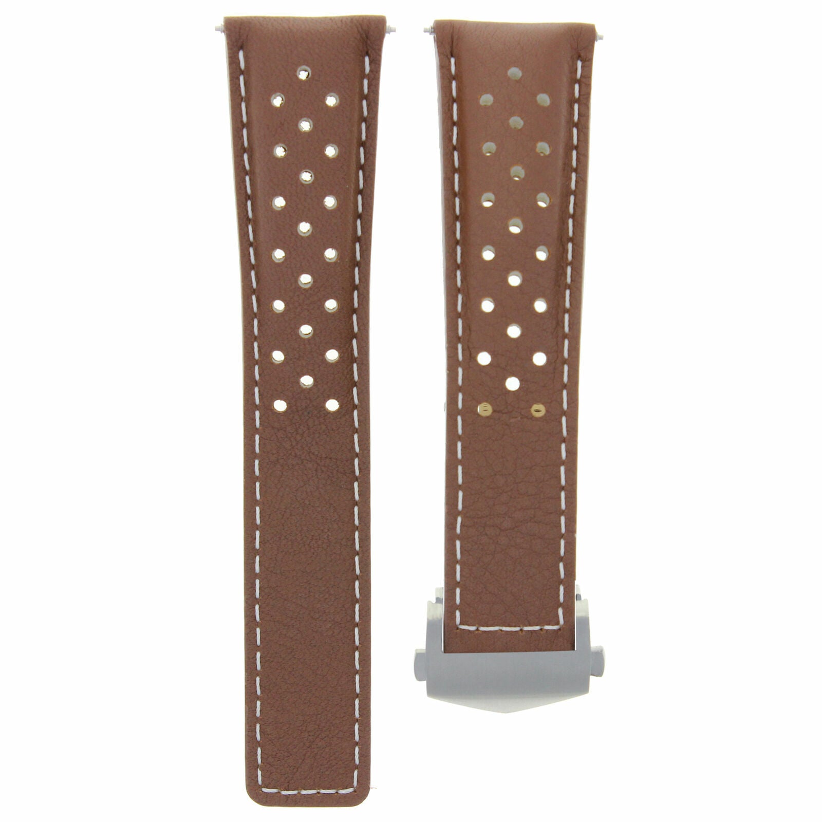 20MM LEATHER BAND STRAP FOR TAG HEUER CARRERA 17 MONACO CLASP BROWN WS PERFORAT