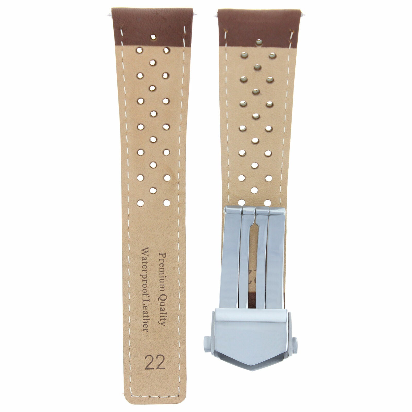 LEATHER BAND STRAP 22MM FOR TAG HEUER CARRERA MONACO CARRERA L/BROWN WS PERFORAT