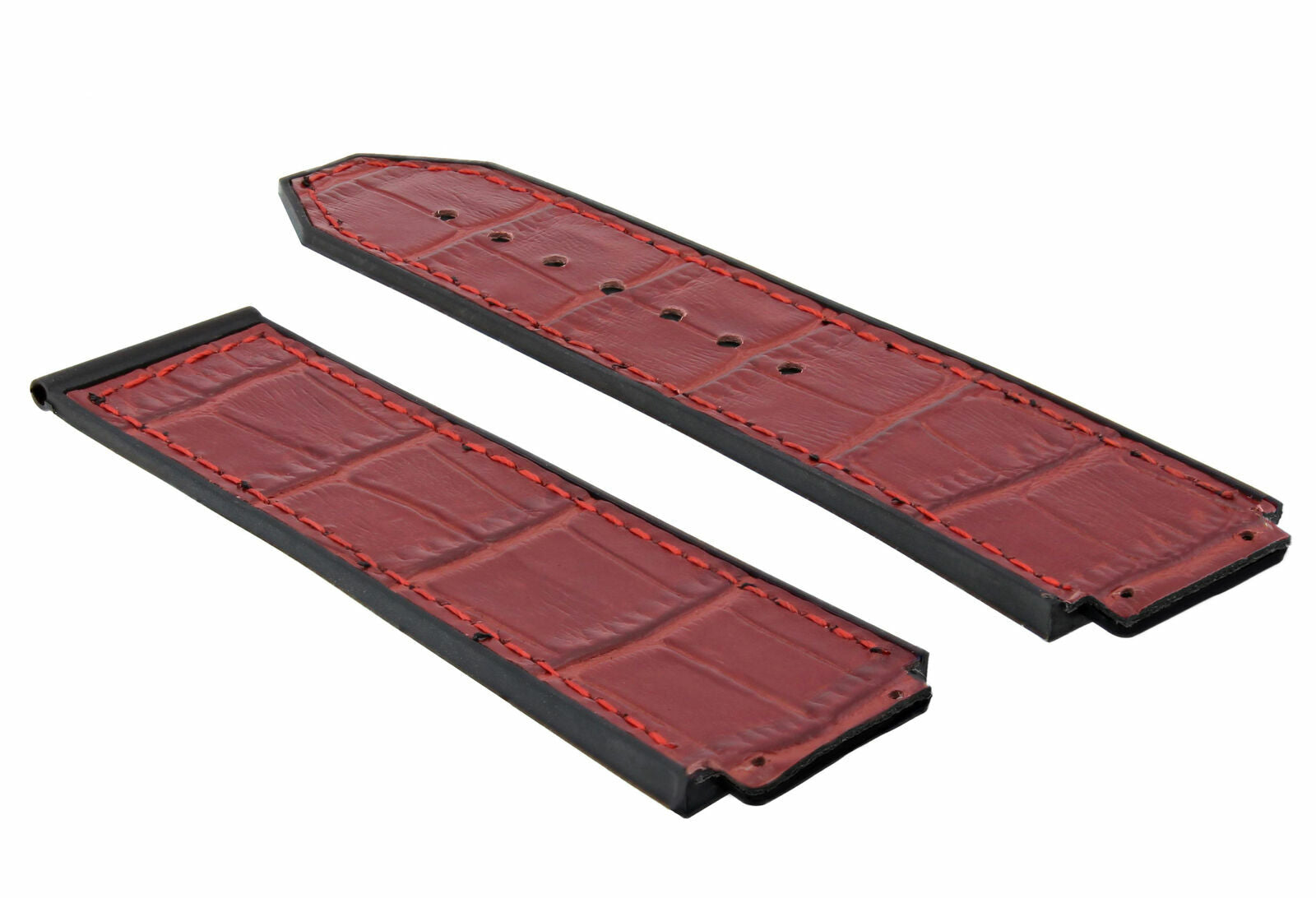 25MM ALLIGATOR LEATHER RUBBER BAND STRAP CLASP FOR 44-45MM HUBLOT H BIG BANG RED
