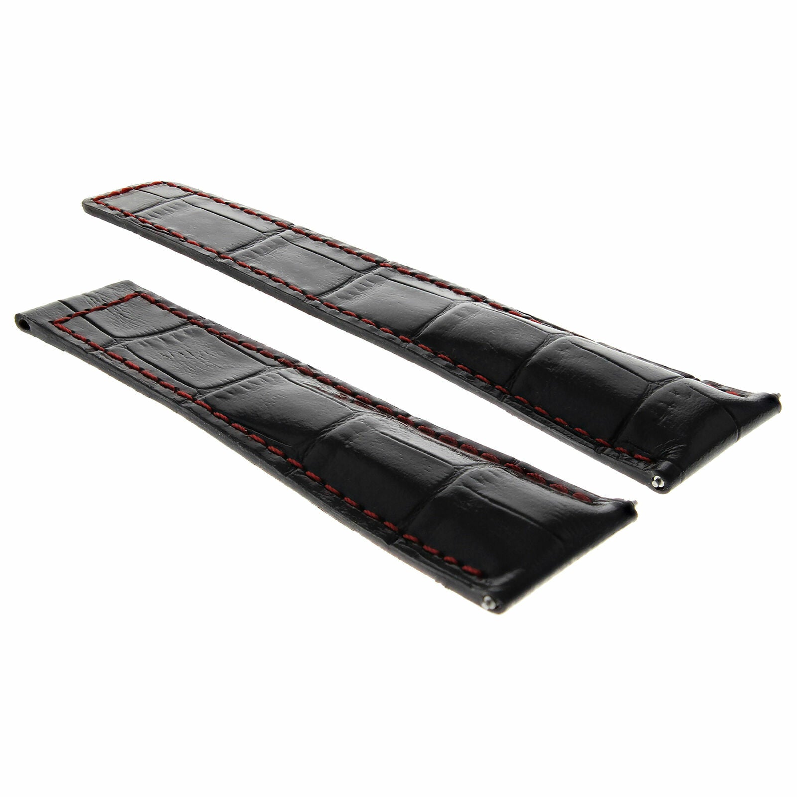 22MM LEATHER BAND STRAP FOR TAG HEUER GRAND CARRERA CAV5185 BLACK RED FIT FC5039