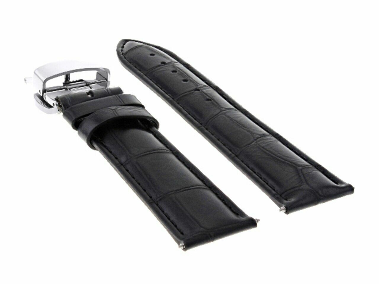 19MM/16MM LEATHER WATCH BAND STRAP FOR ROLEX CELLINI WATCH + CLASP DEVILE BLACK
