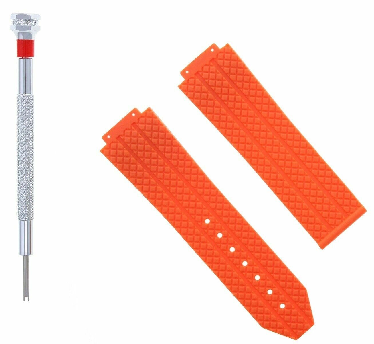24MM RUBBER BAND STRAP FOR 44-45MM HUBLOT H BIG BANG WATCH + SCREWDRIVER ORANGE