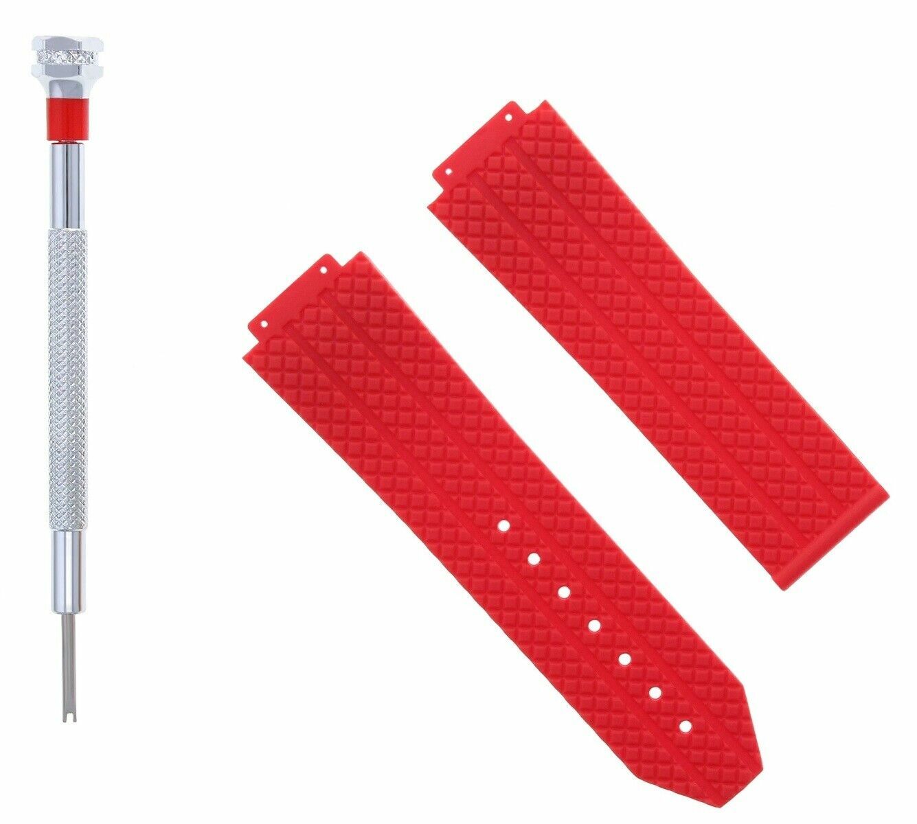 24MM RUBBER BAND STRAP FOR 44-44.5-45MM HUBLOT H BIG BANG + SCREWDRIVER RED
