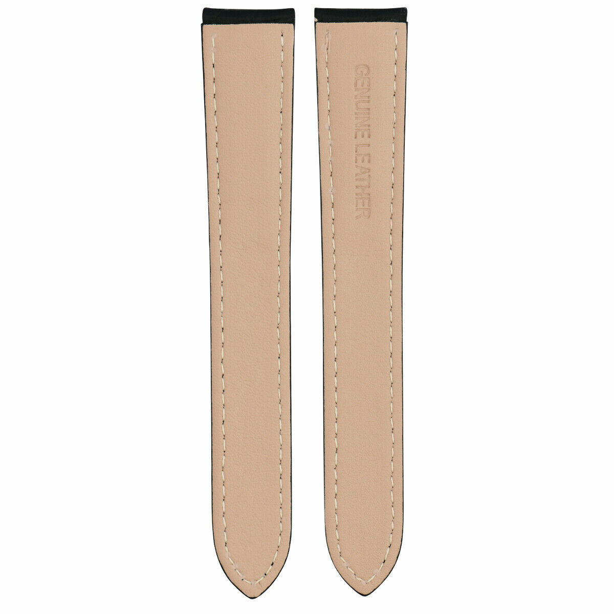 18MM LEATHER WATCH BAND STRAP FIT LADY 30MM CARTIER DUMONT DEPLOY CLASP BLACK