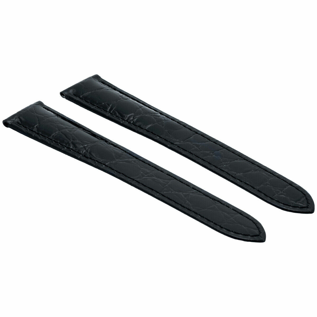 18MM LEATHER WATCH BAND STRAP FIT LADY 30MM CARTIER DUMONT DEPLOY CLASP BLACK