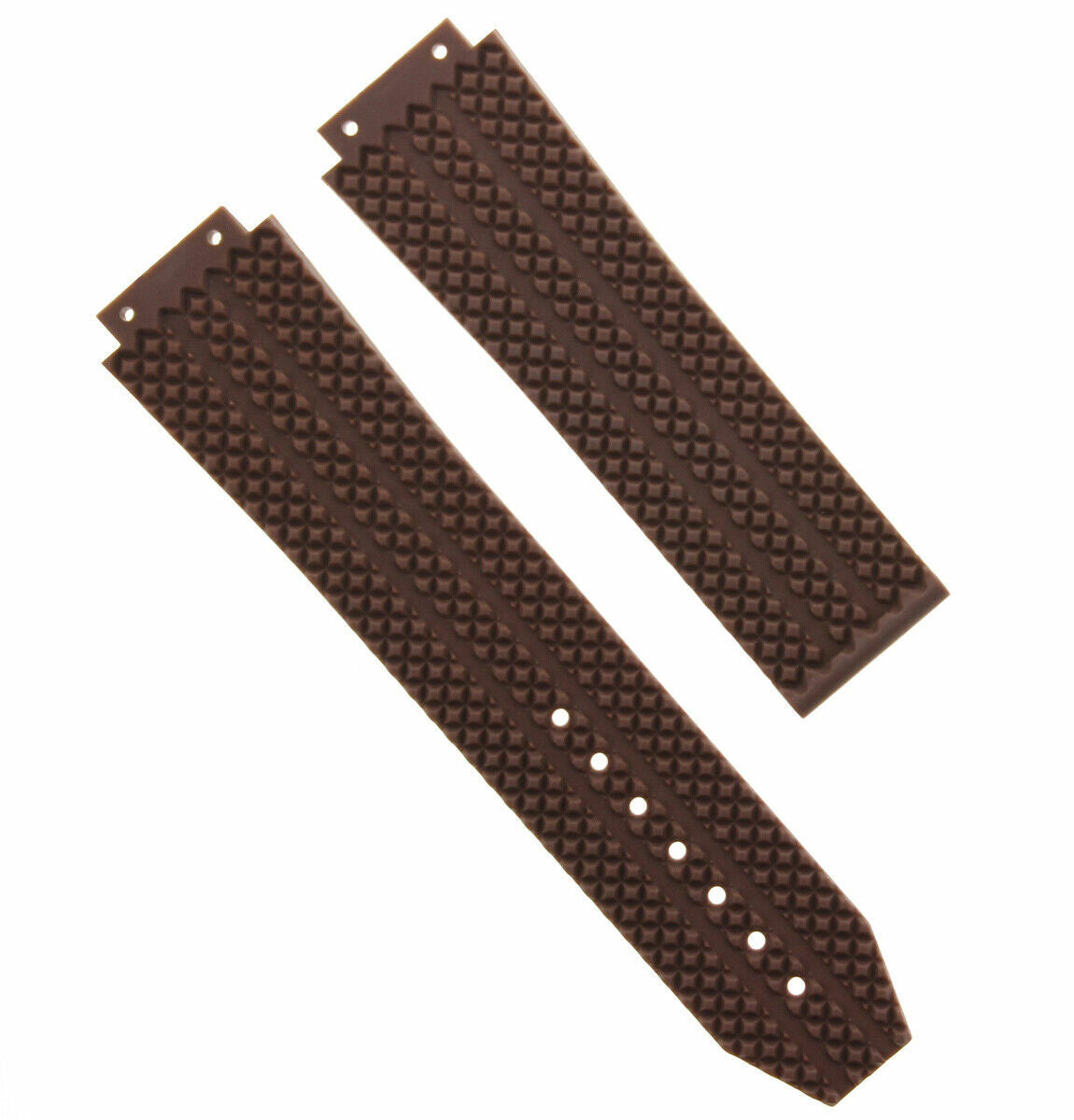 25MM RUBBER WATCH STRAP BAND CLASP FOR HUBLOT CERAMIC FUSION H BIG BANG BROWN
