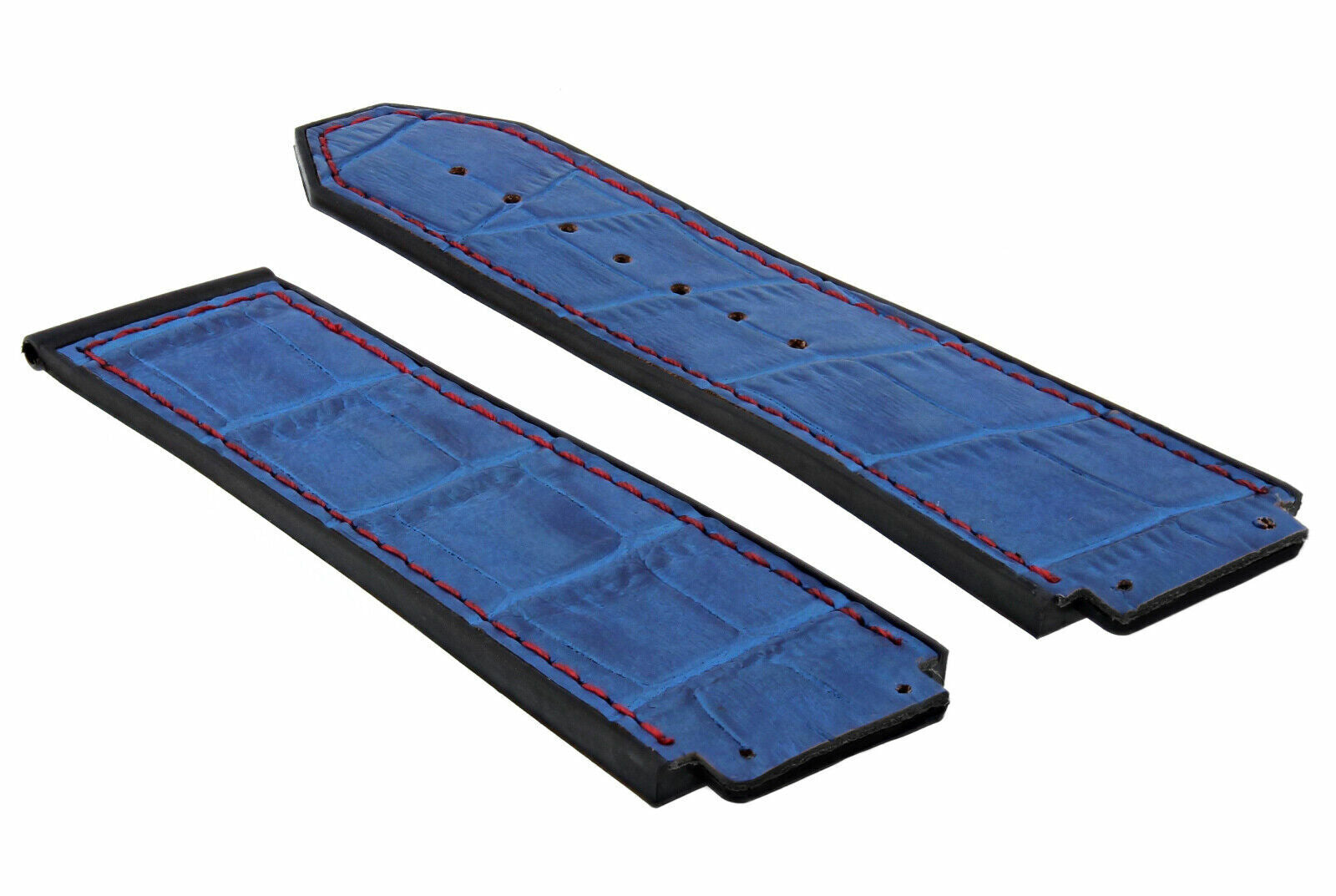 25MM ALLIGATOR LEATHER RUBBER BAND STRAP FOR HUBLOT FUSION BIG BANG H BLUE RED S