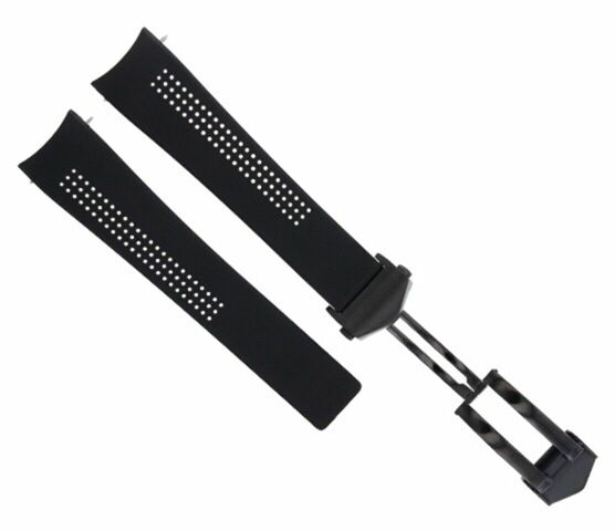 20mm Rubber Watch Band Strap Clasp for Tag Heuer Grand Carrera WAV511 with Clasp, front view
