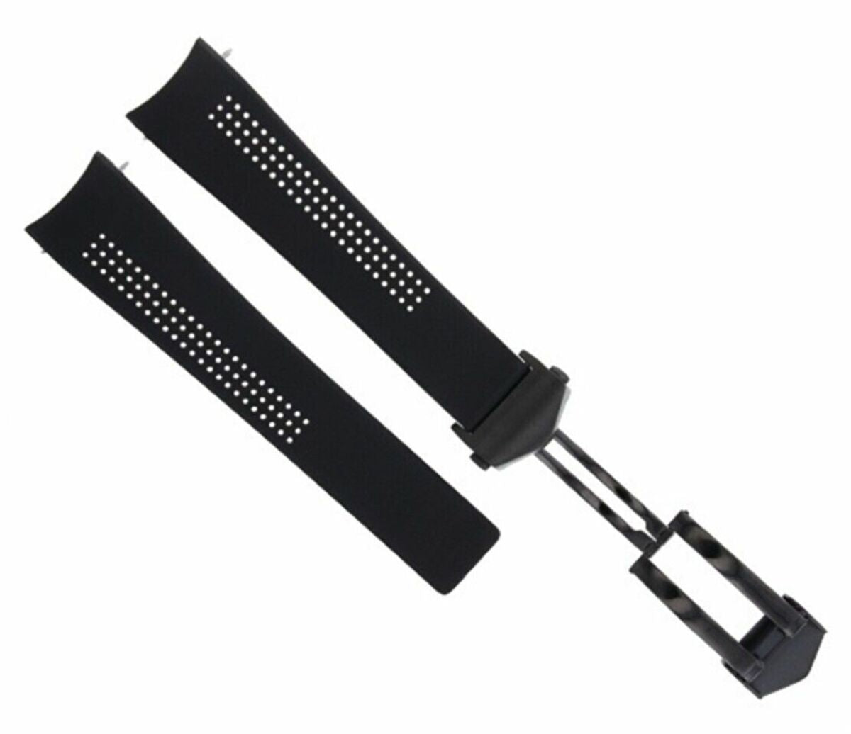 20MM RUBBER WATCH STRAP BAND FOR TAG HEUER CARRERA WATCH DEPLOYMENT CLASP BLACK
