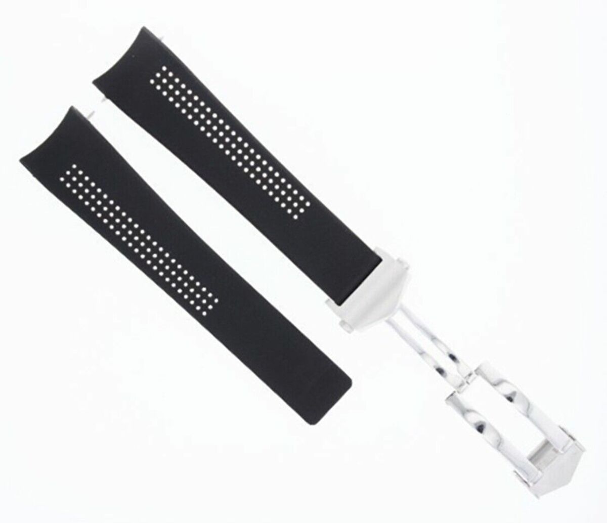 20MM RUBBER WATCH STRAP BAND FOR TAG HEUER CARRERA WATCH DEPLOYMENT CLASP BLACK