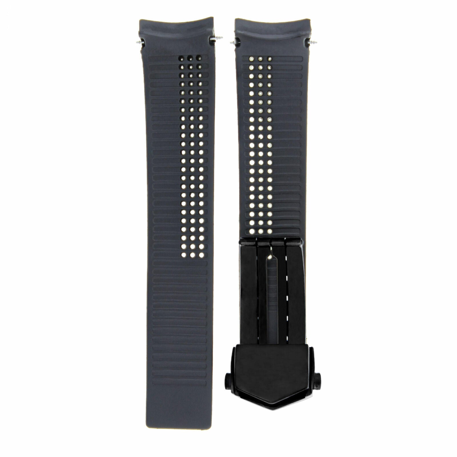 22MM RUBBER BAND STRAP FOR TAG HEUER CARRERA CALIBRE 16 CALIBRE 17 BLACK + CLASP