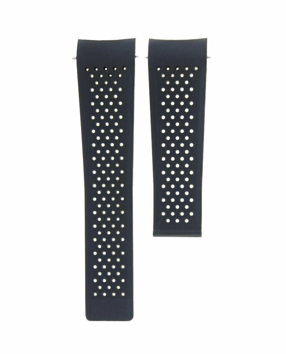 24/20MM RUBBER BAND FOR TAG HEUER CARRERA CALIBRE AQUARACER F1 PERFORATED BLACK