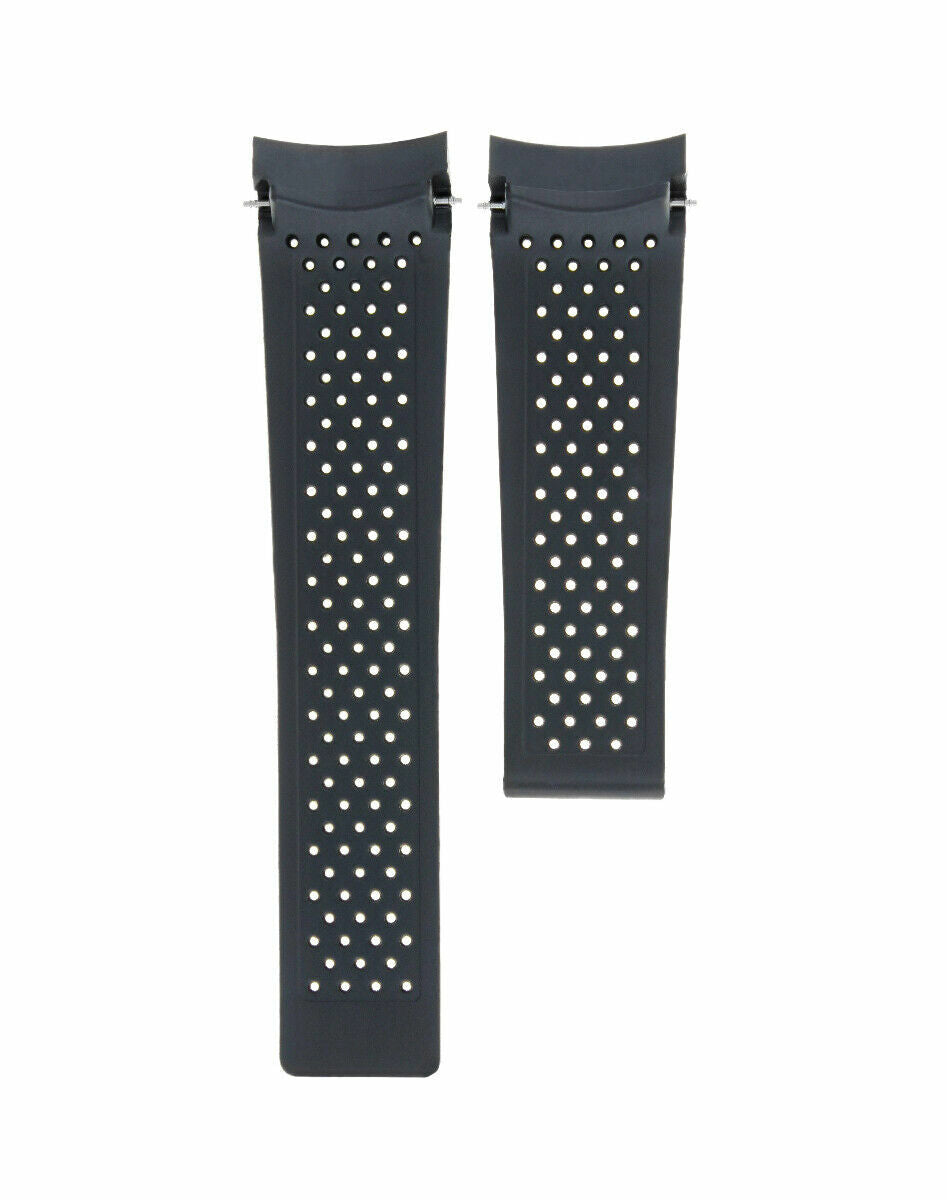 24/20MM RUBBER BAND FOR TAG HEUER CARRERA CALIBRE AQUARACER F1 PERFORATED BLACK