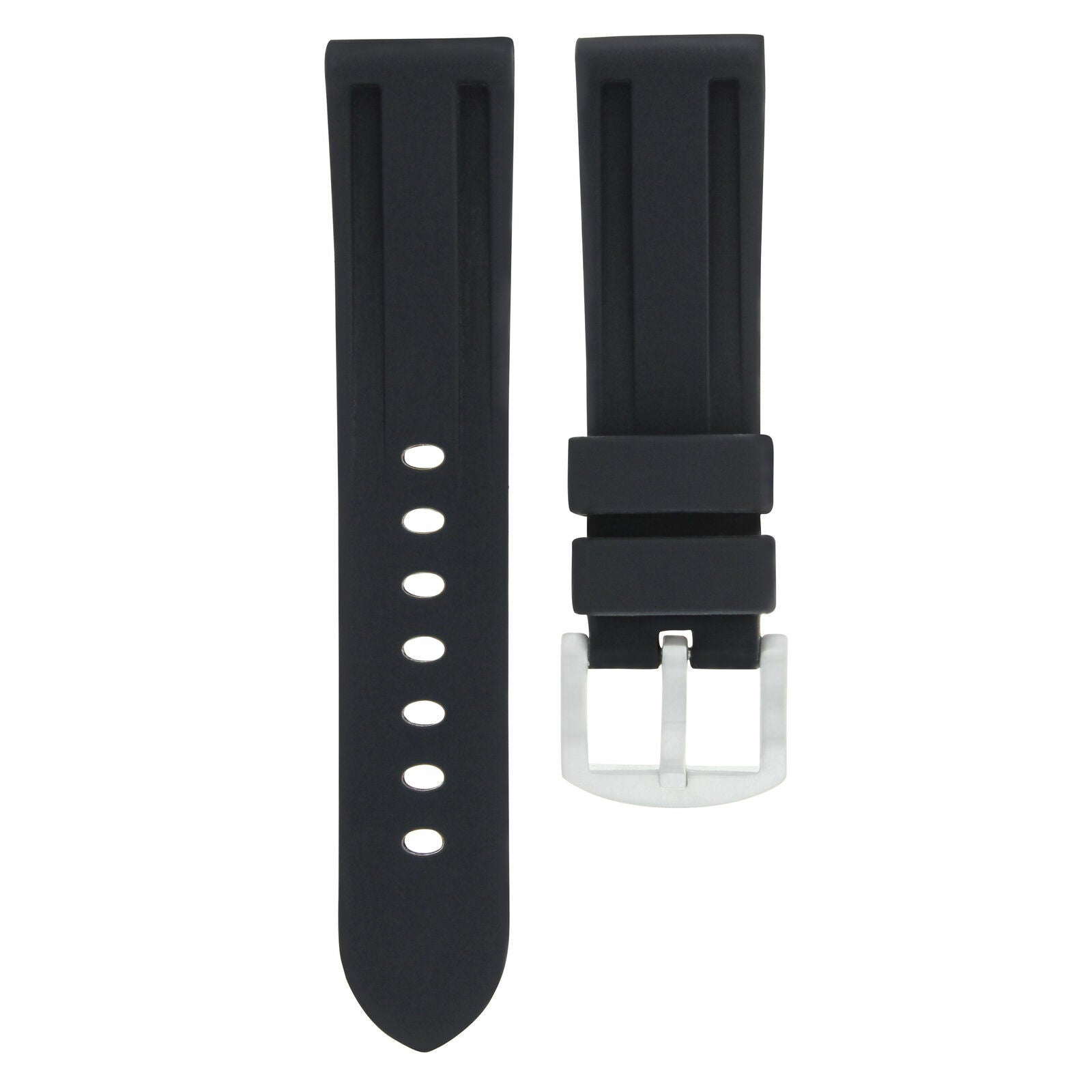 24MM WATCH BAND RUBBER SILICONE STRAP FOR TUDOR FASTRIDER BLACK SHEILD BLACK