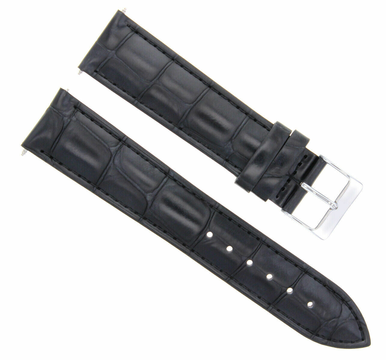 17MM ITALIAN LEATHER WATCH STRAP BAND FOR LADY CARTIER TANK FRANCAISE SOLO BLACK