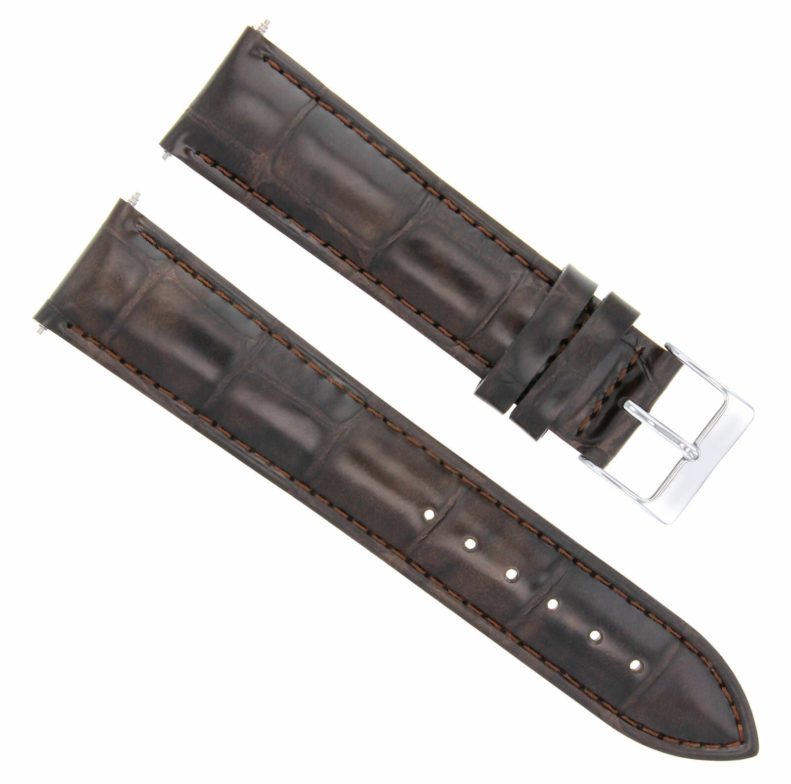 17MM LEATHER WATCH STRAP BAND FOR LADY CARTIER TANK FRANCAISE SOLO DARK BROWN