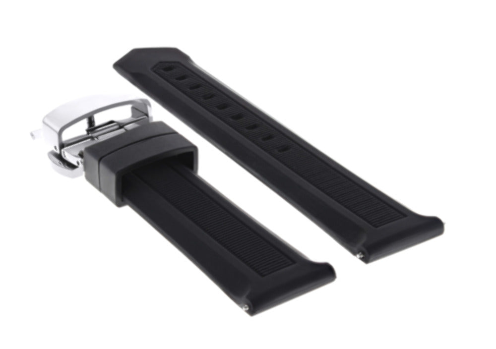 20MM RUBBER WATCH BAND STRAP DEPLOYMENT FOR TAG HEUER F1 AQUARACER CAC1110 SHINY