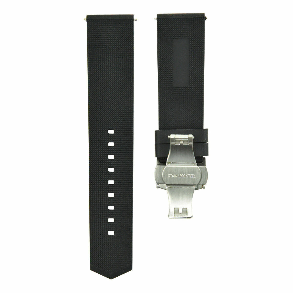 22MM RUBBER WATCH BAND STRAP BUTTERFLY CLASP FOR TAG HEUER AQUARACER BLACK SHINY