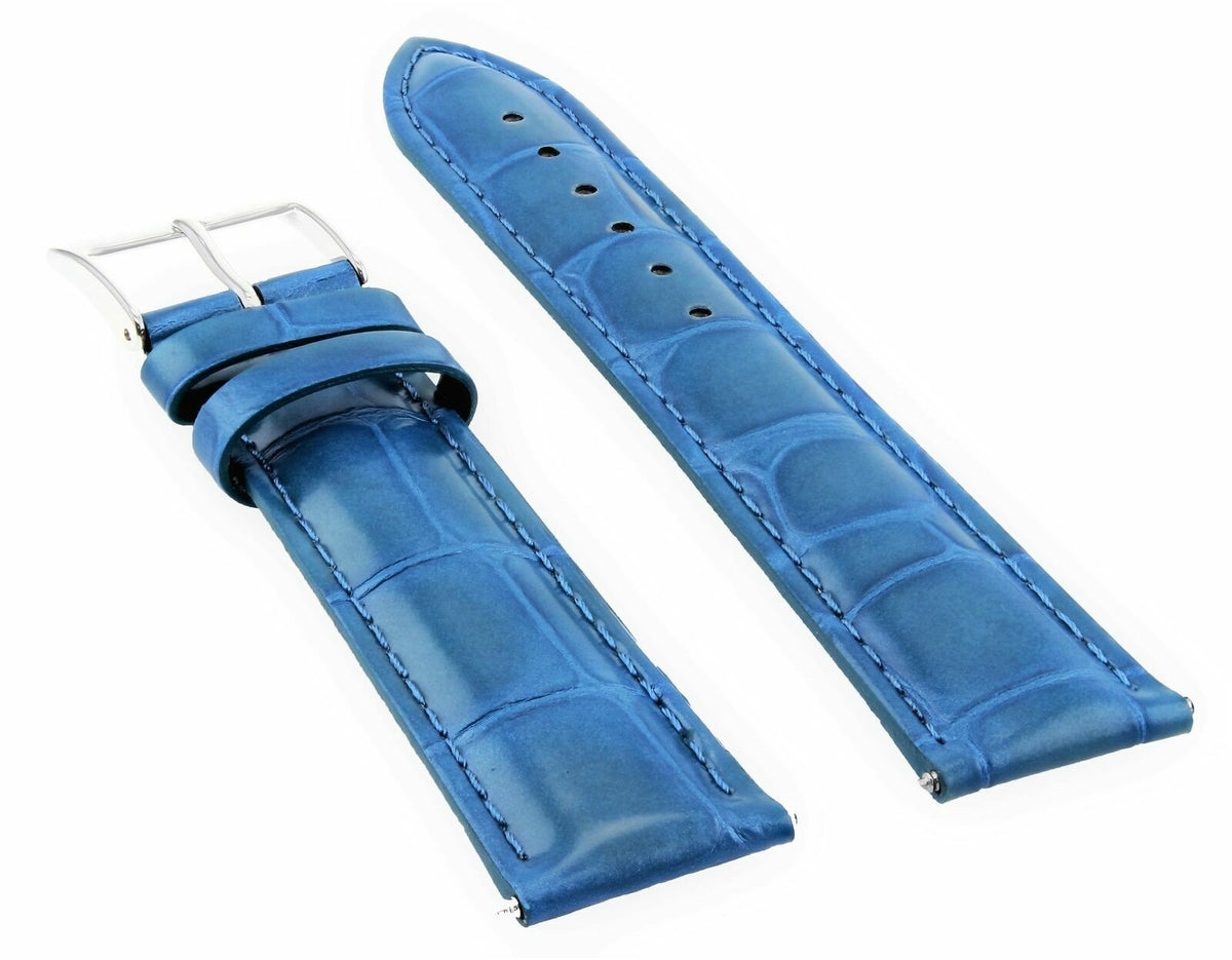 17MM 18MM 19MM 20MM 21MM 22MM 23MM 24MM LEATHER WATCH BAND STRAP FOR MONTBLANC, Blue, front view