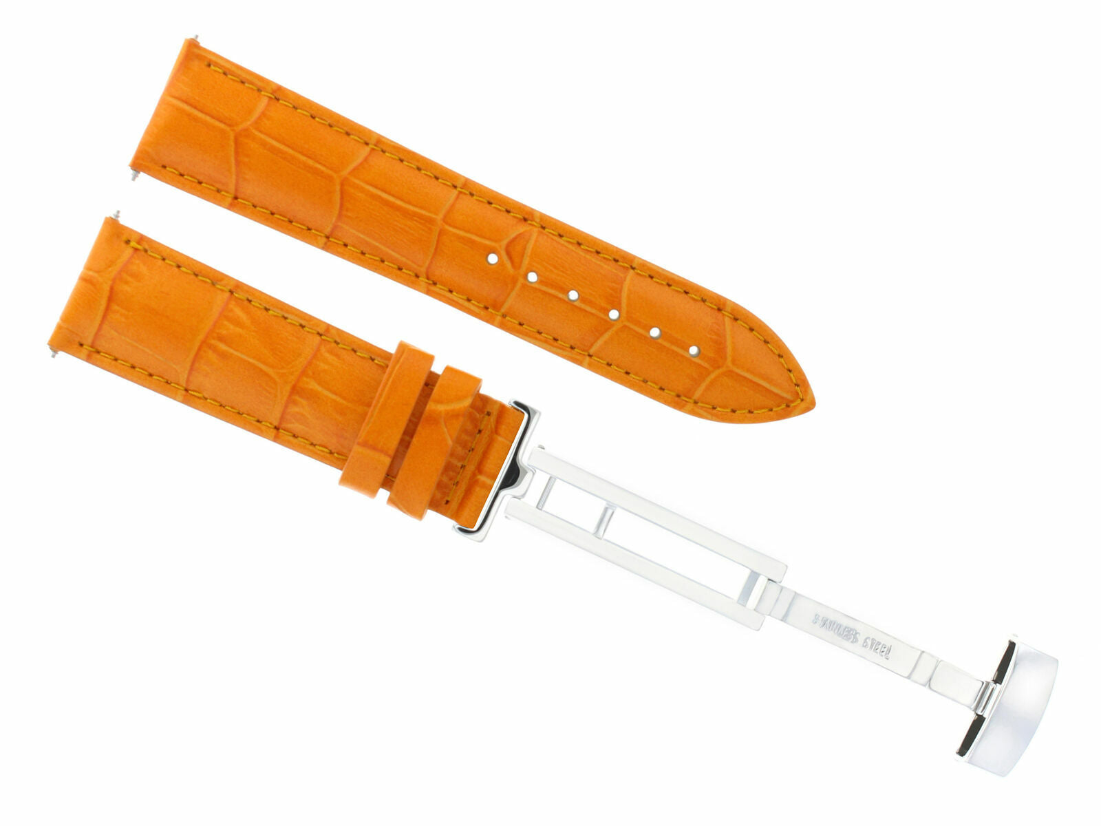 20MM LEATHER WATCH BAND STRAP FOR JAEGER LECOULTRE WATCH DEPLOYMENT CLASP ORANGE