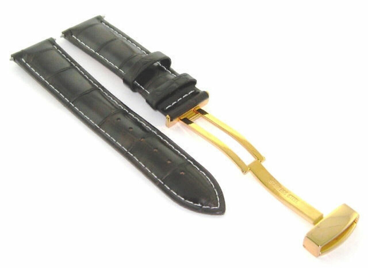 18-24MM LEATHER STRAP BAND FOR BAUME MERCIER CLASSIMA CLIFTON ET MERCIER GOLD