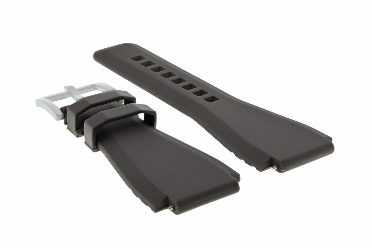 24MM RUBBER STRAP DIVER BAND FOR BELL ROSS BR-01 BR-03 STAINLESS STEEL BUCKLE, Brown, view 2
