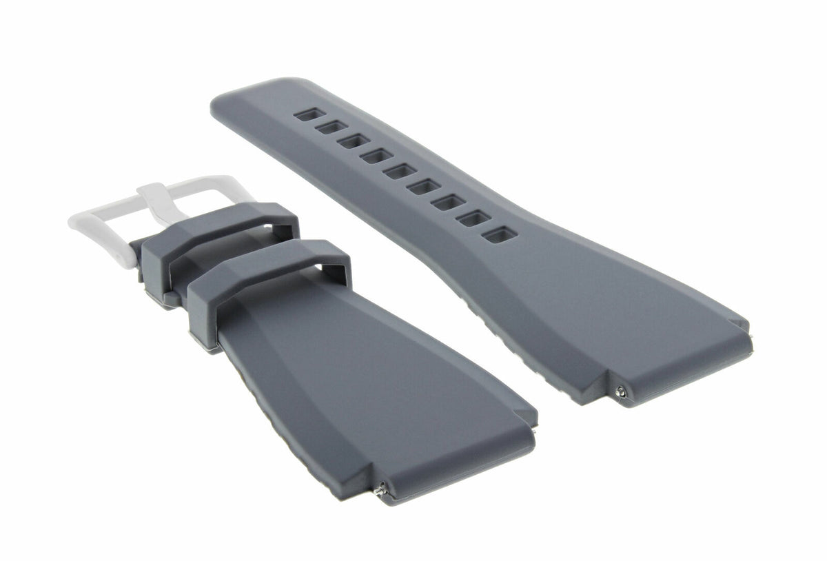24MM RUBBER STRAP DIVER BAND FOR BELL ROSS BR-01 BR-03 STAINLESS STEEL BUCKLE, Grey, view 2