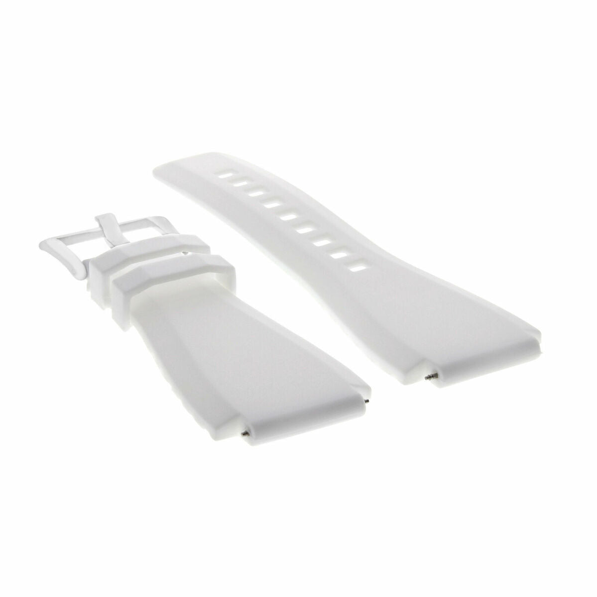 24MM RUBBER STRAP DIVER BAND FOR BELL ROSS BR-01 BR-03 STAINLESS STEEL BUCKLE, White, view 2