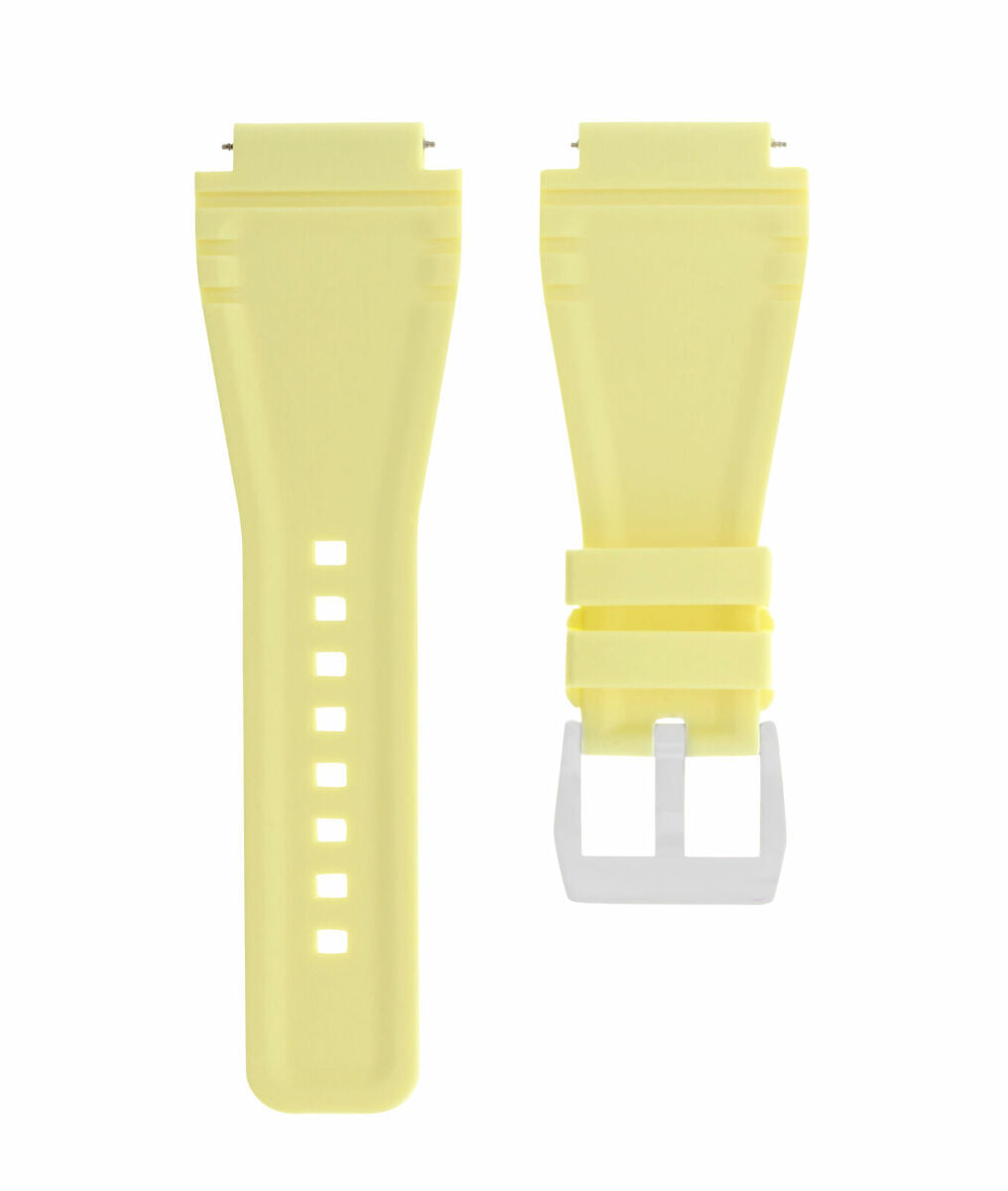 24MM RUBBER STRAP DIVER BAND FOR BELL ROSS BR-01 BR-03 STAINLESS STEEL BUCKLE, Yellow, view 4