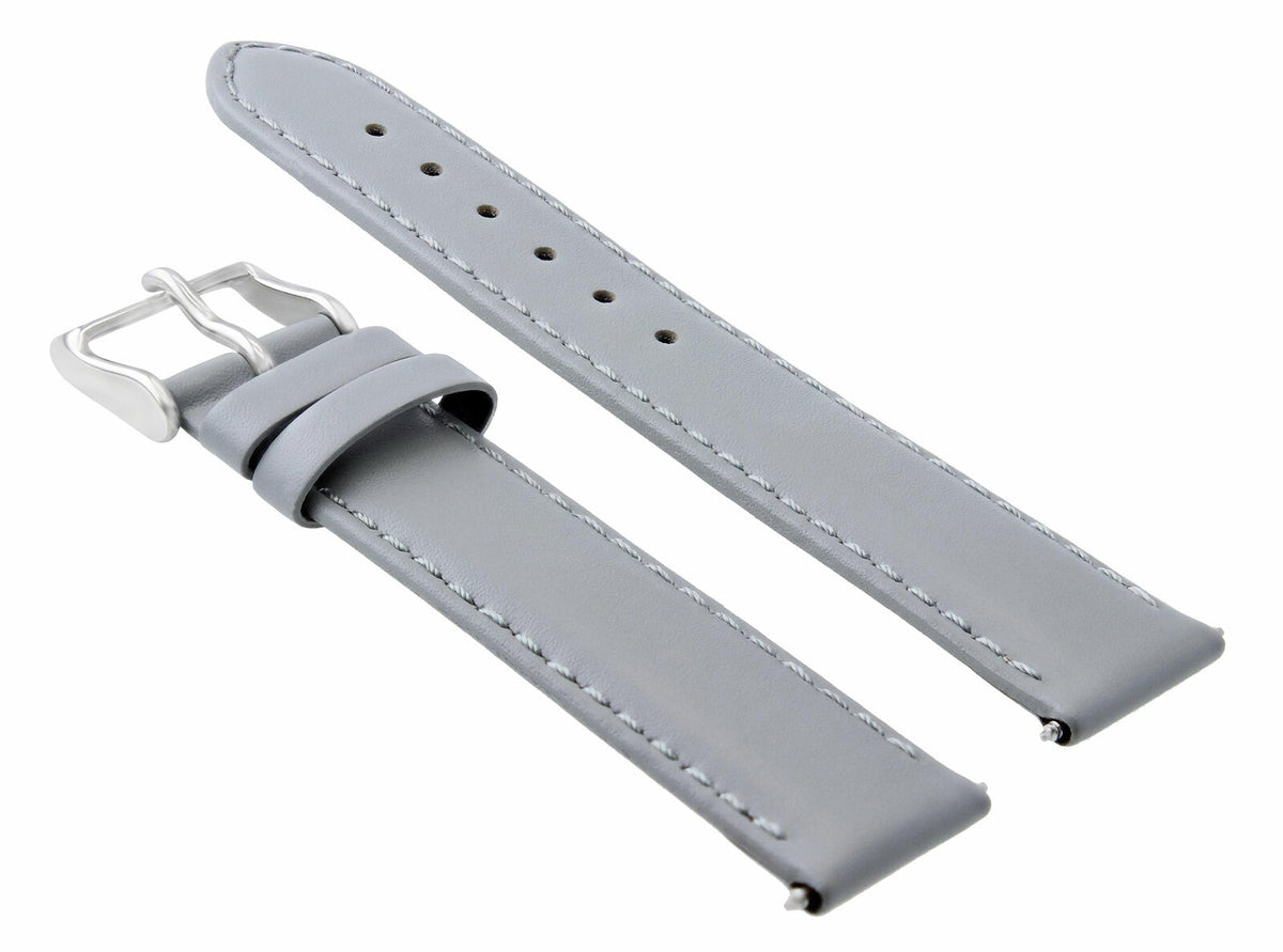18MM-19MM-20MM-22MM-24MM SMOOTH LEATHER WATCH BAND FOR CITIZEN ECO DRIVE GREY, Gray, view 2