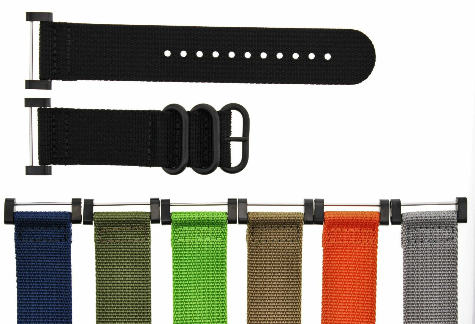 NEW FOR SUUNTO CORE NYLON STRAP DIVER WATCH BAND LUGS ADAPTER SET BLACK PVD 3 RINGS