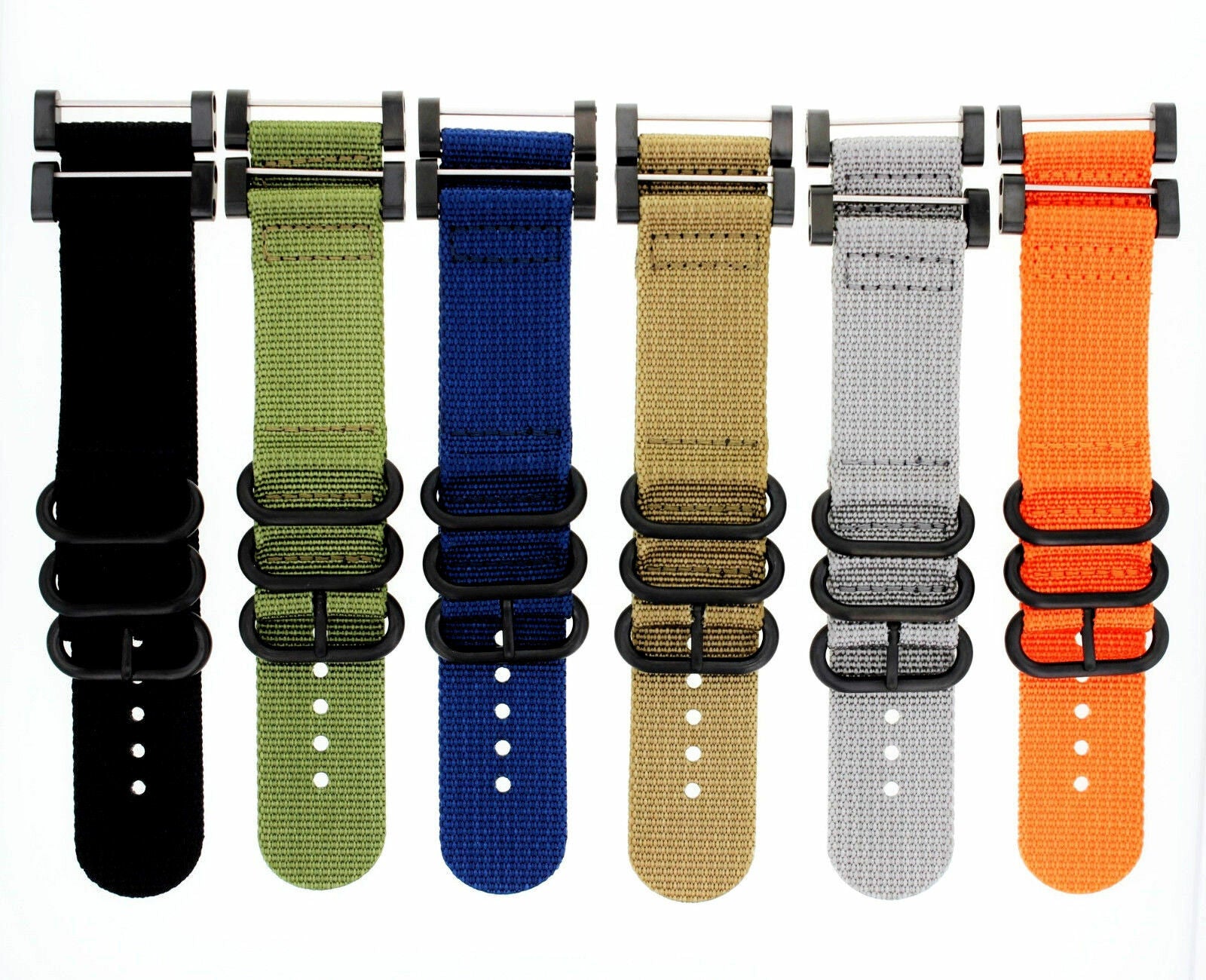 NEW FOR SUUNTO CORE NYLON STRAP DIVER WATCH BAND LUGS ADAPTER SET BLACK PVD 3 RINGS