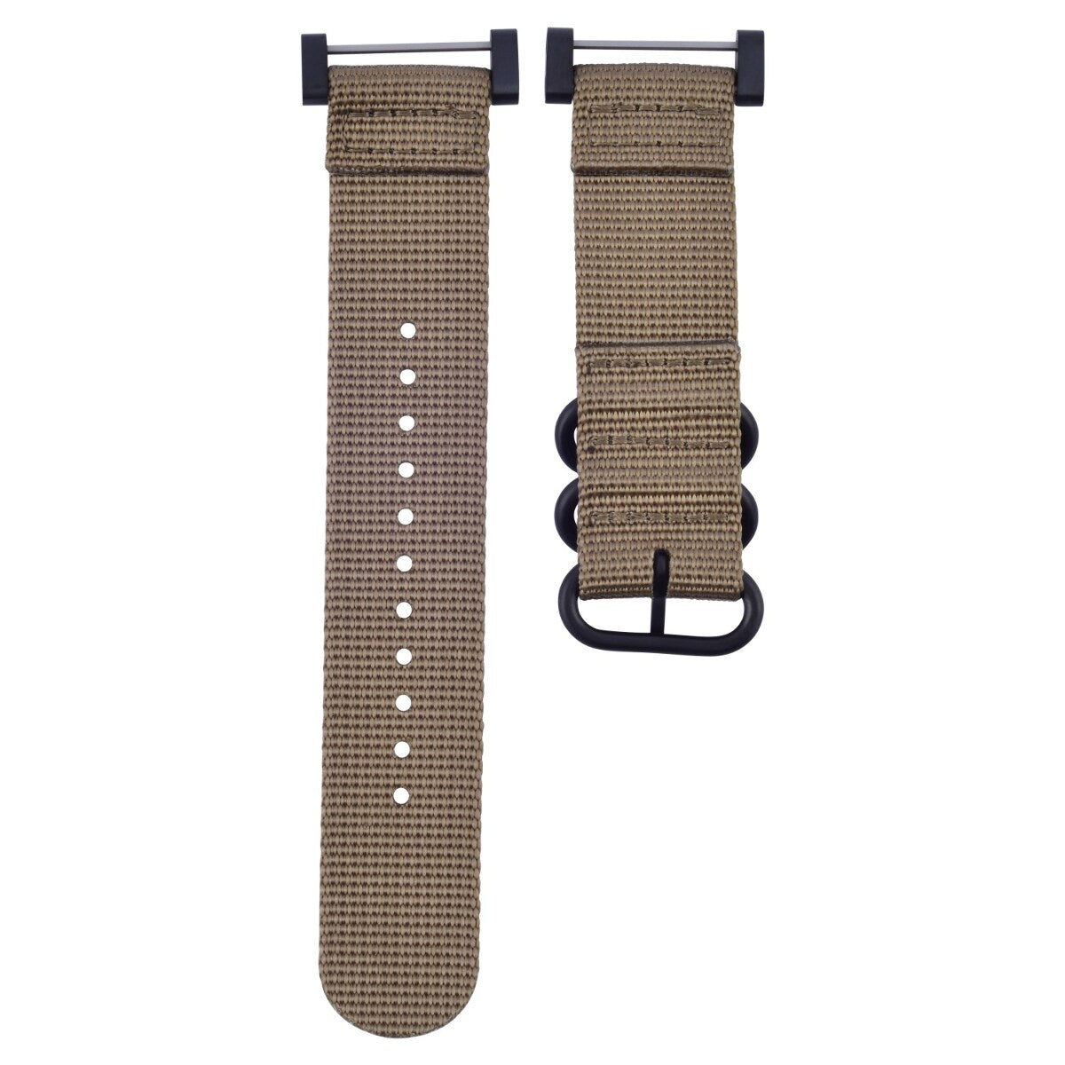 NYLON WATCH BAND STRAP BLACK PVD LUGS ADAPTER SET 3 RINGS DIVER FOR SUUNTO CORE, Sand, view 4