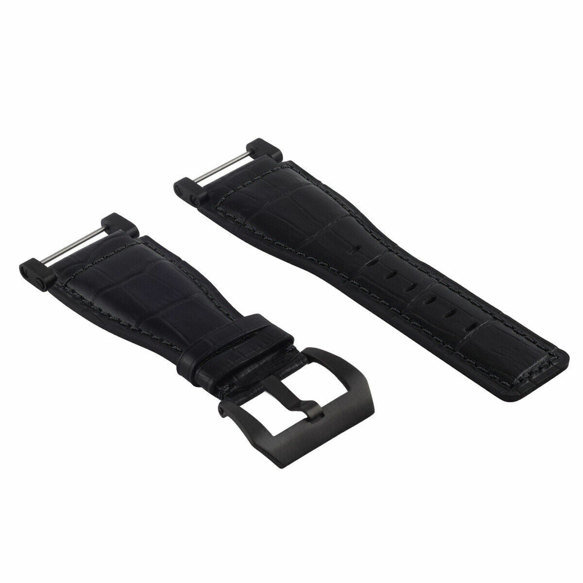24MM FOR SUUNTO CORE LEATHER WATCH BAND STRAP WITH ADAPTER BLACK PVD TOP QUALITY