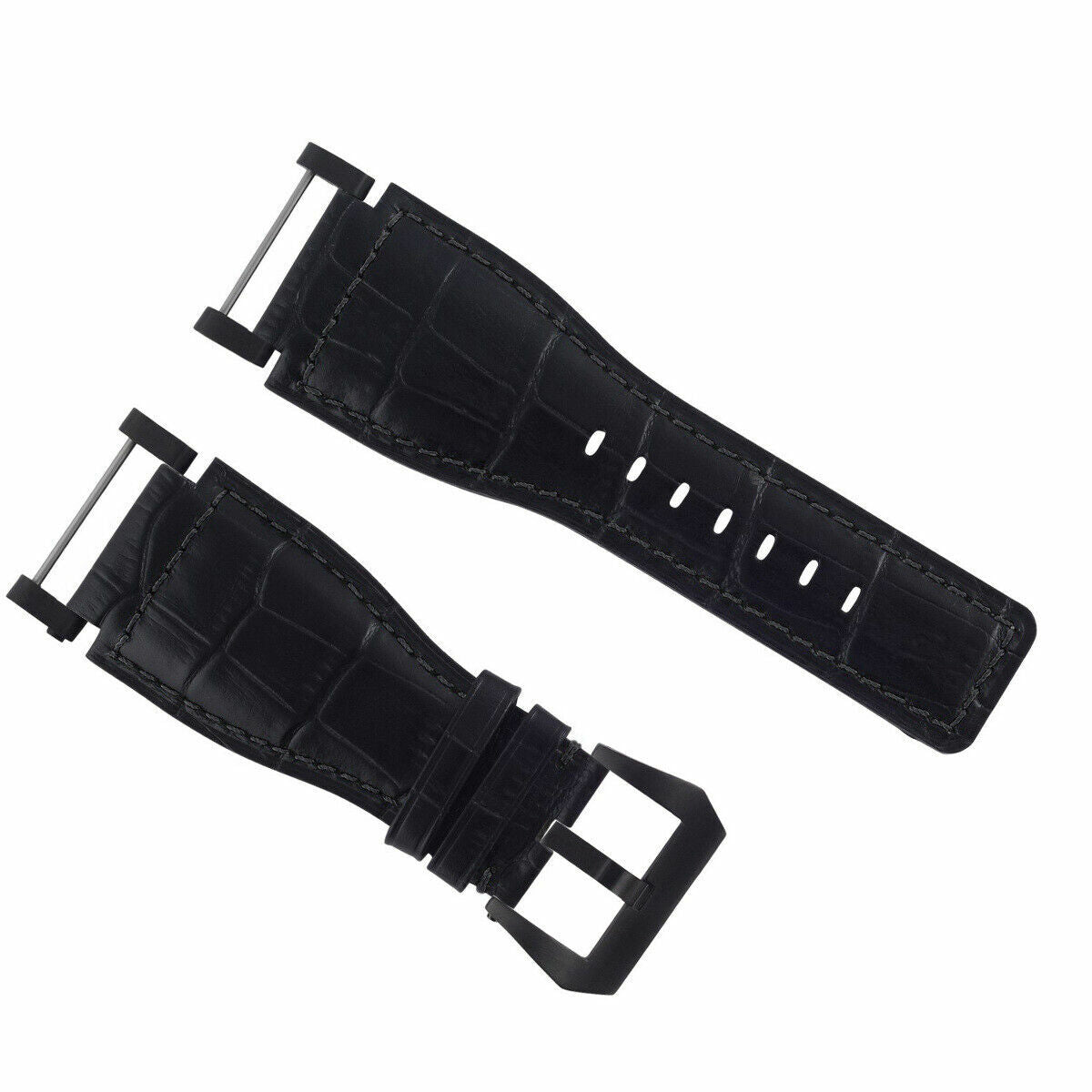 24MM FOR SUUNTO CORE LEATHER WATCH BAND STRAP WITH ADAPTER BLACK PVD TOP QUALITY