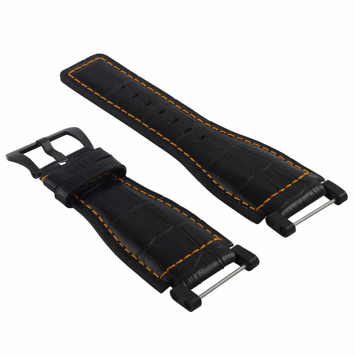 24MM FOR SUUNTO CORE LEATHER WATCH BAND STRAP WITH ADAPTER BLACK PVD TOP QUALITY