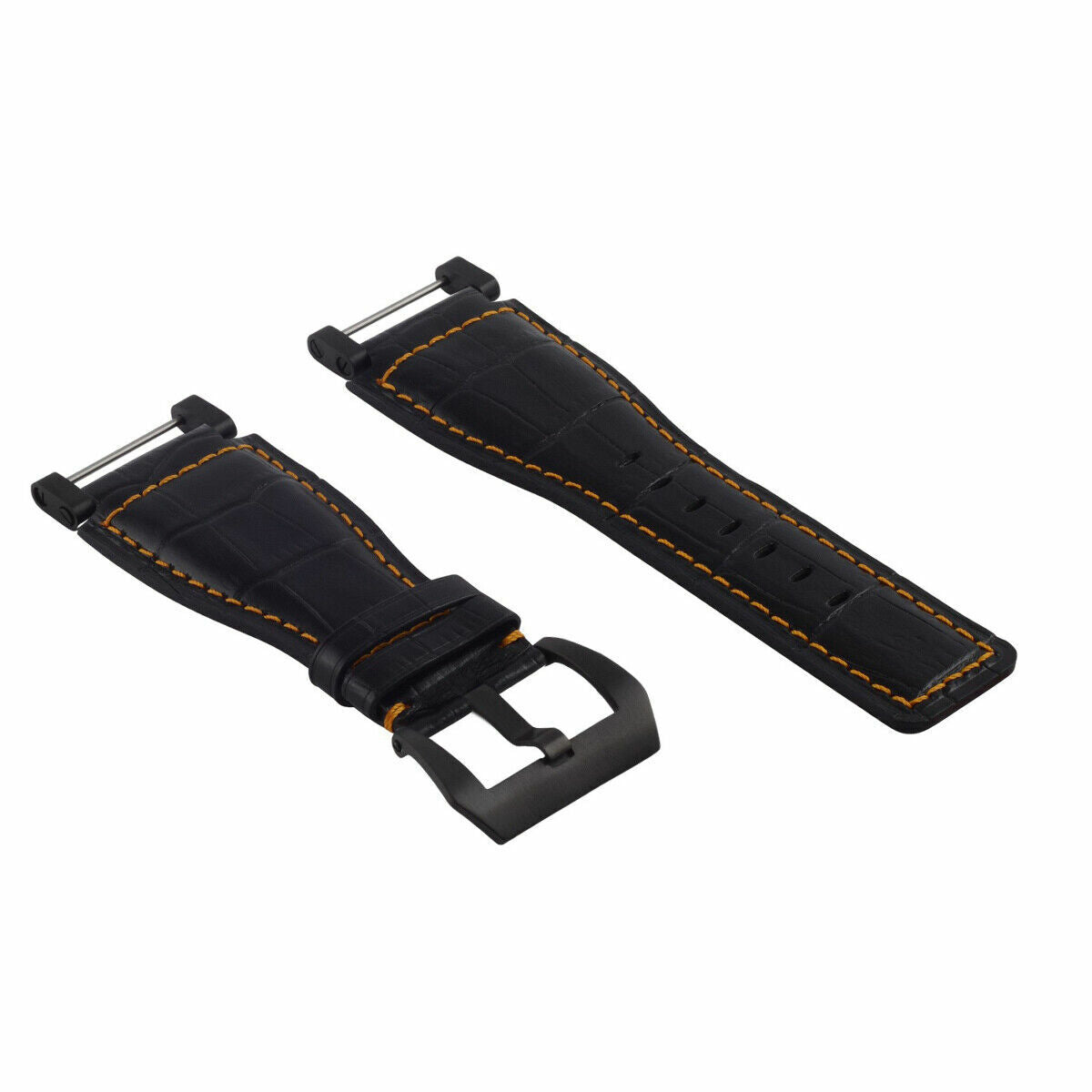 24MM FOR SUUNTO CORE LEATHER WATCH BAND STRAP WITH ADAPTER BLACK PVD TOP QUALITY