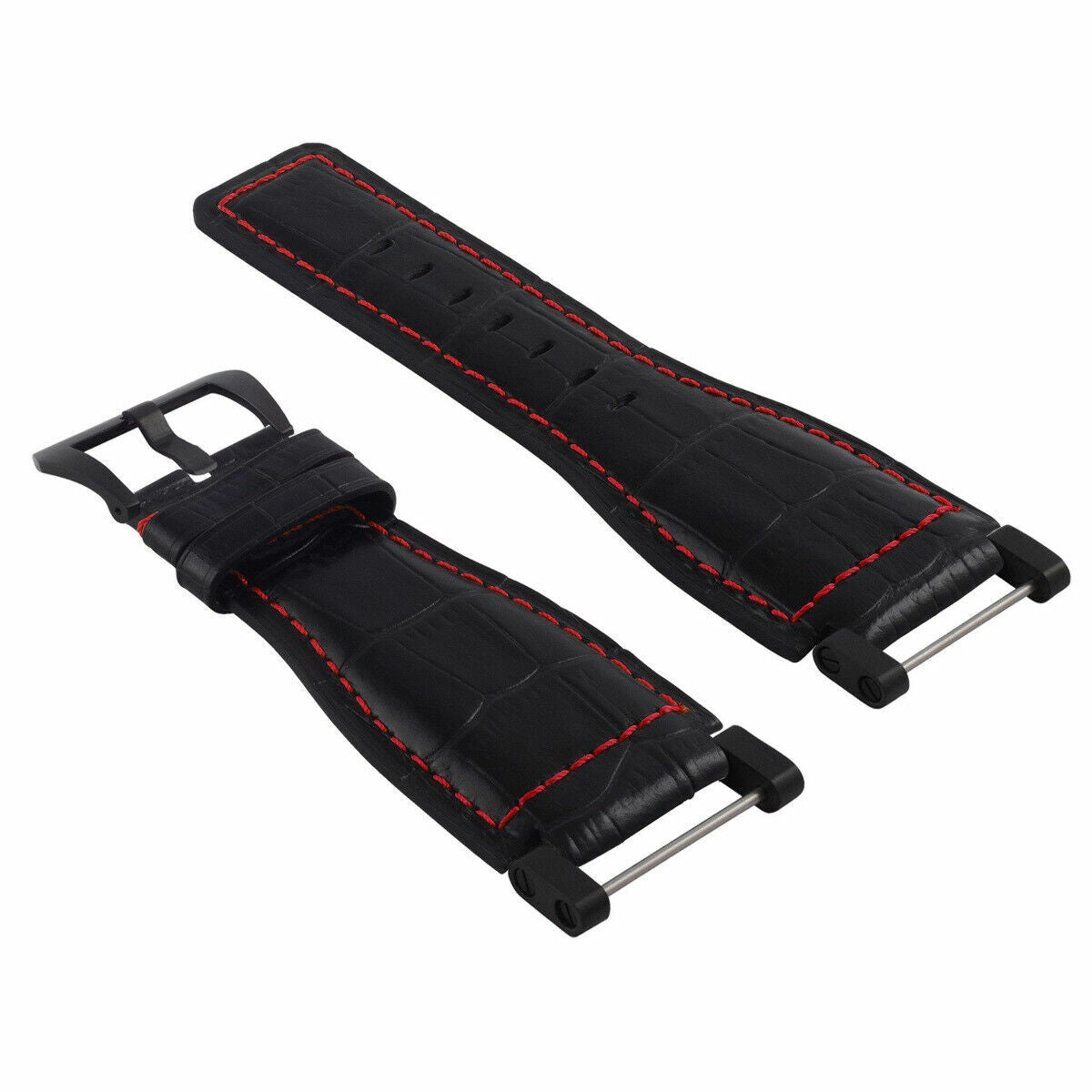 24MM FOR SUUNTO CORE LEATHER WATCH BAND STRAP WITH ADAPTER BLACK PVD TOP QUALITY