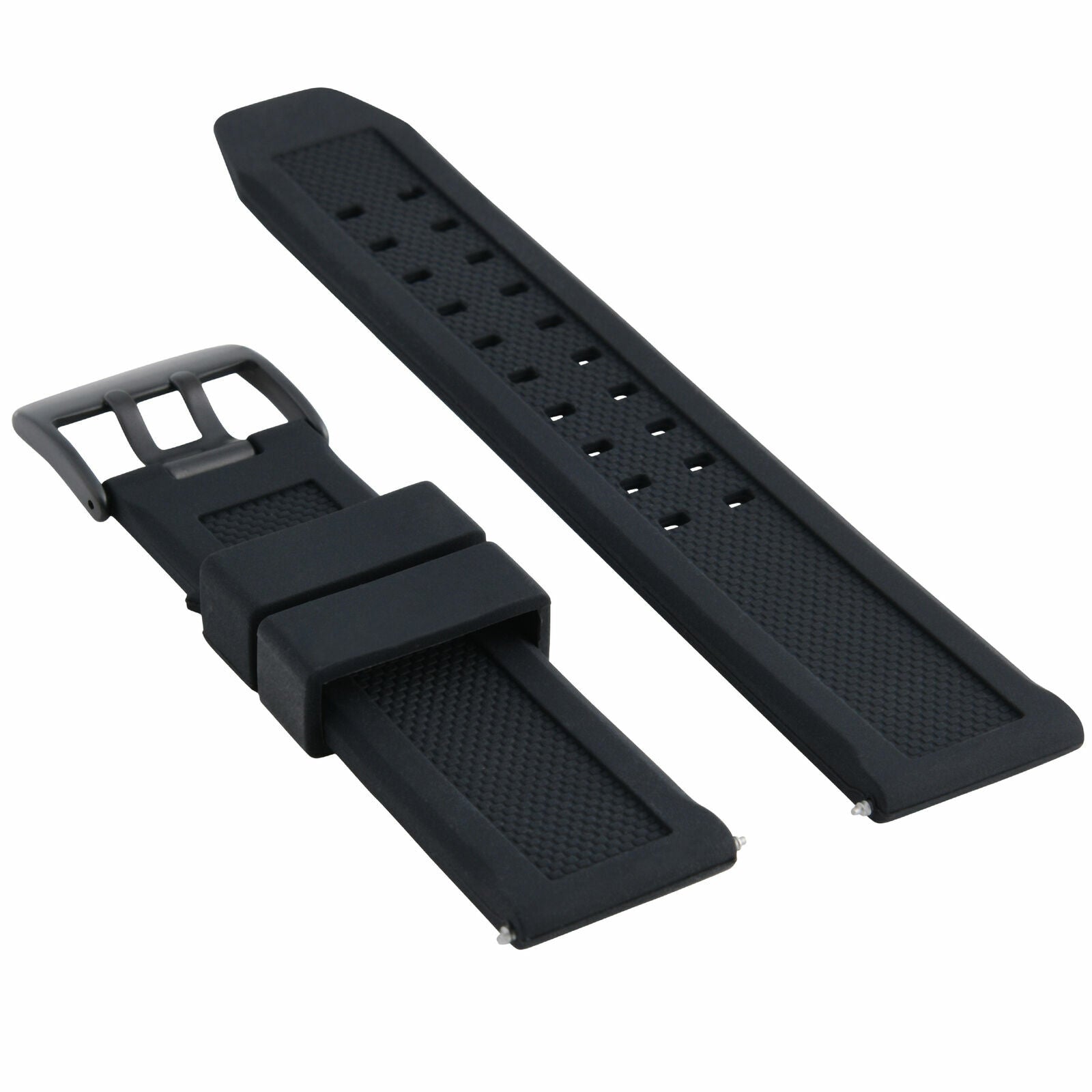 23MM RUBBER WATCH BAND STRAP FOR CITIZEN NAVIHAWK ECO DRIVE PVD BLACK BUCKLE
