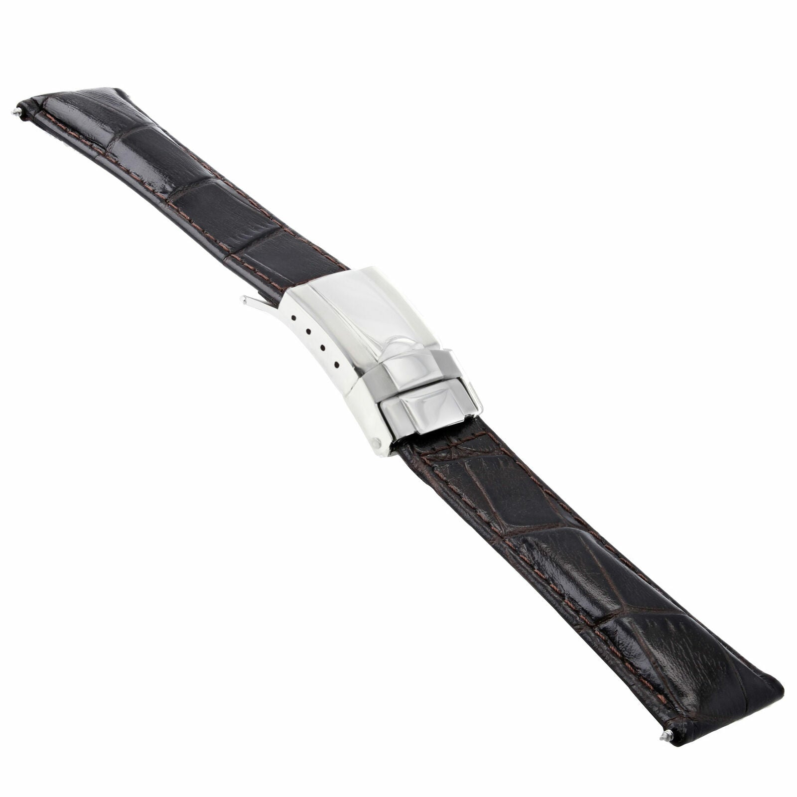 LEATHER BAND STRAP FOR ROLEX DAYTONA 16518 16519 16520 BROWN LONG S/STEEL CLASP